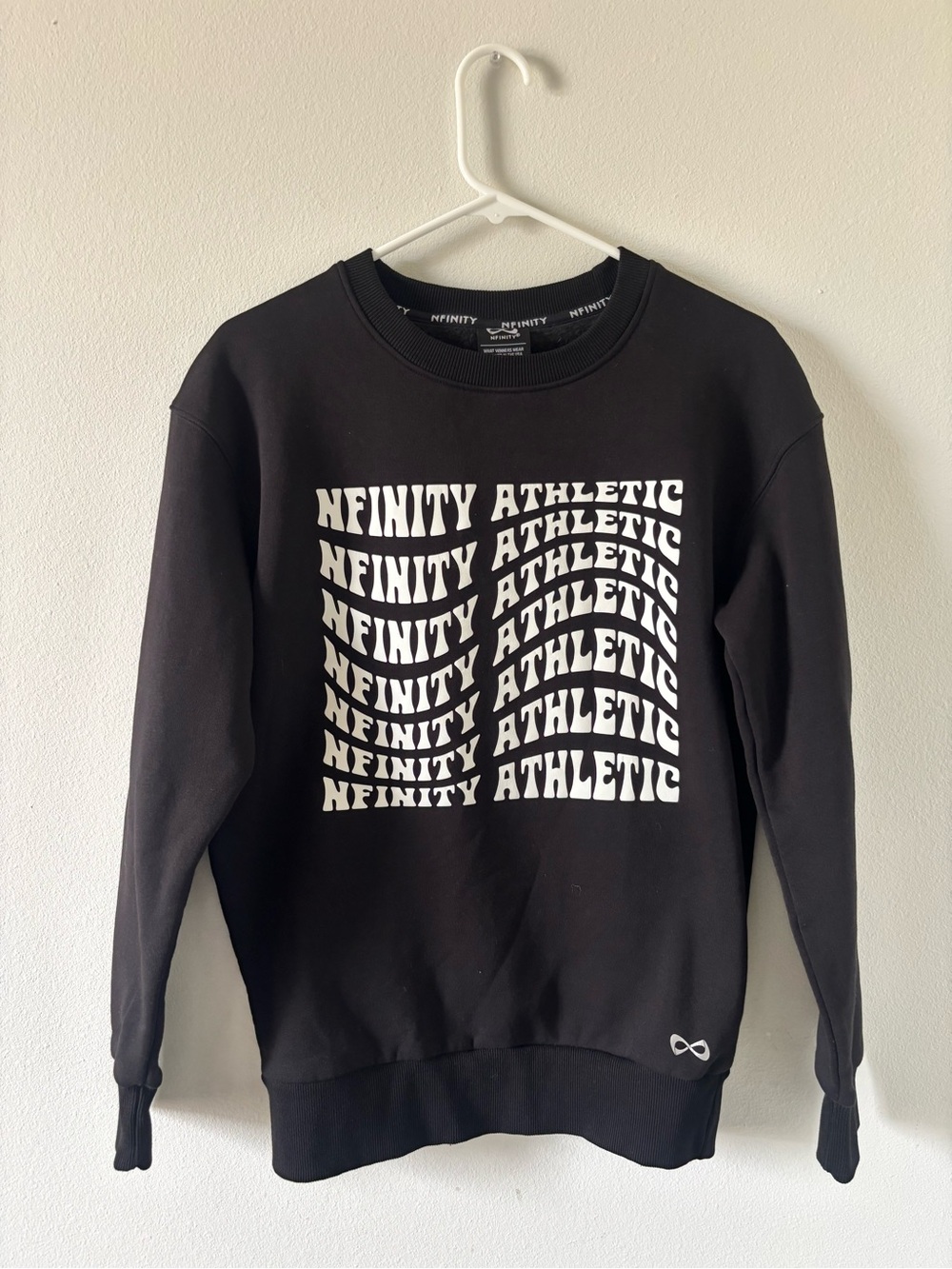 NFINITY Black Crewneck Sweatshirt with White Athletic Graphic